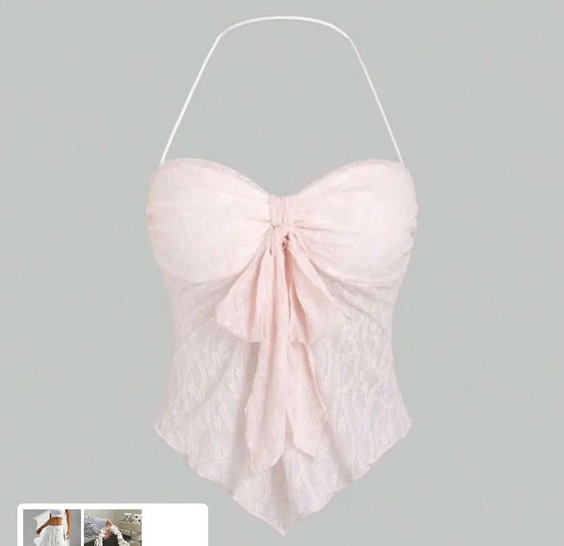 Floral Lace Lady Bow Halter Top