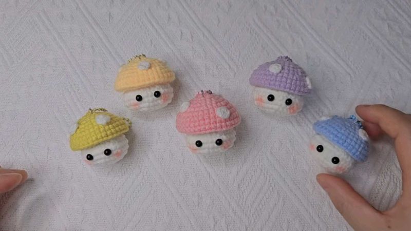 Crochet Cute Mushroom Keychain