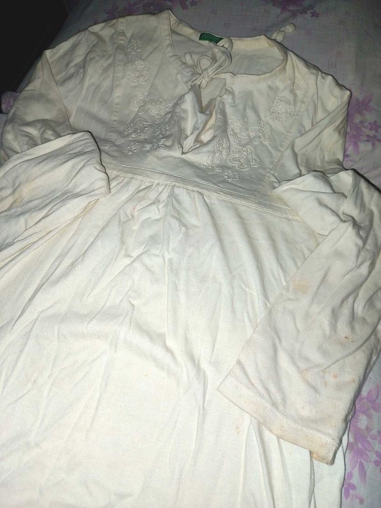 Benetton White Embroidered Top