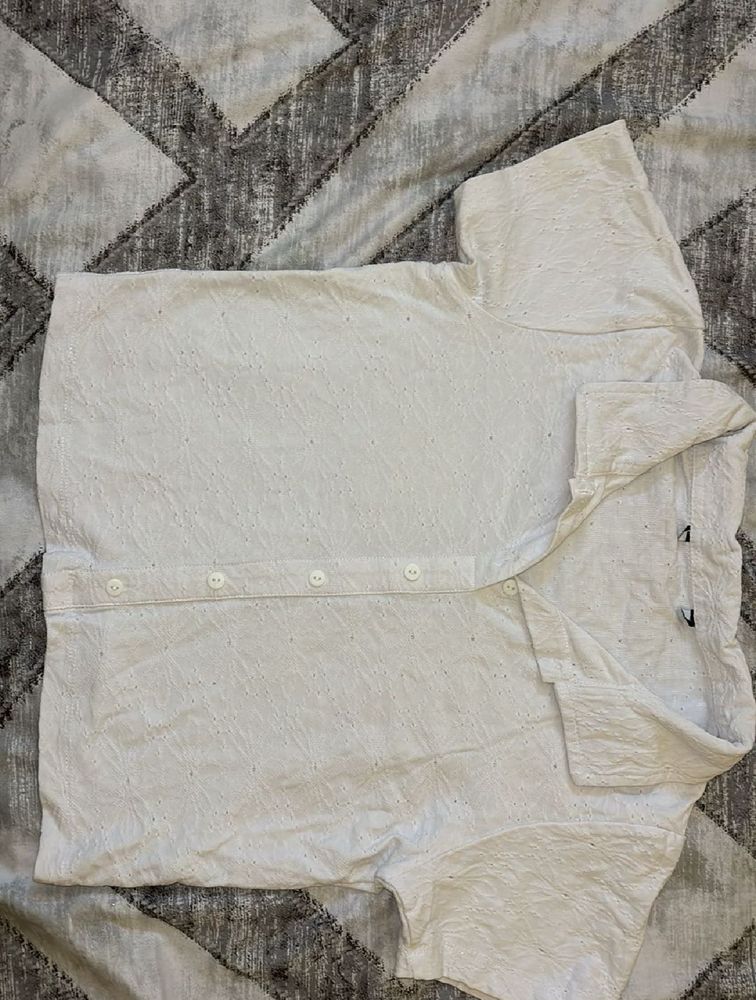 White Patterned Shirt Top- Bust Size:30-32