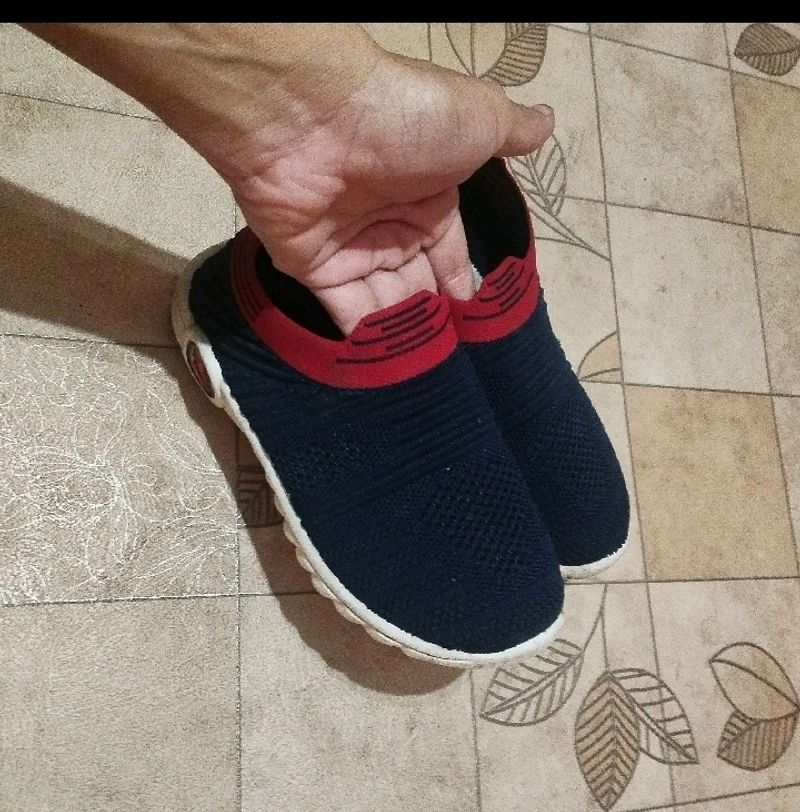 Navy &amp; Red Slip-On Shoes