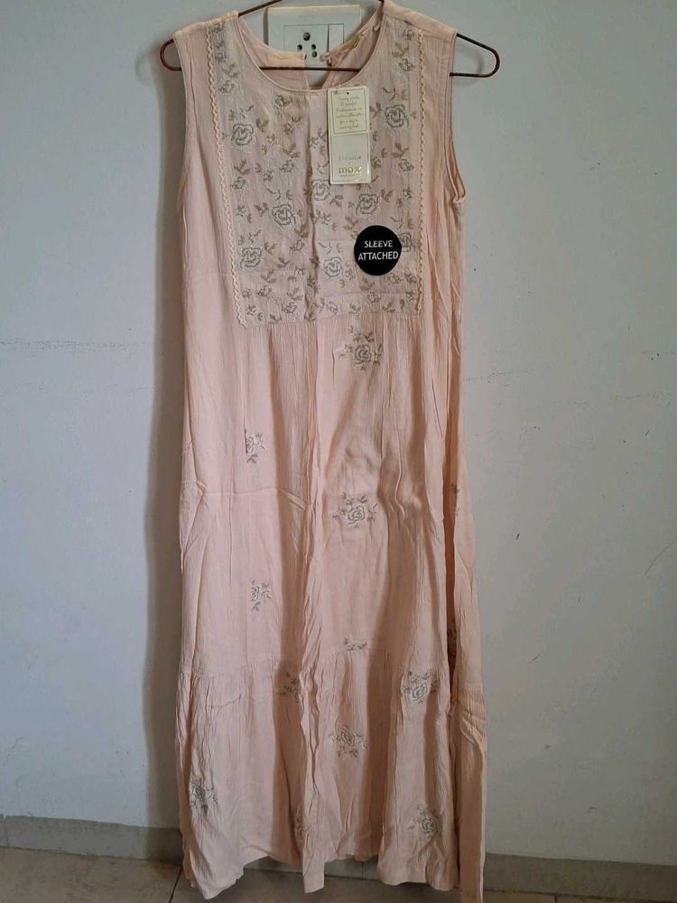 Peach Embroidered Dress