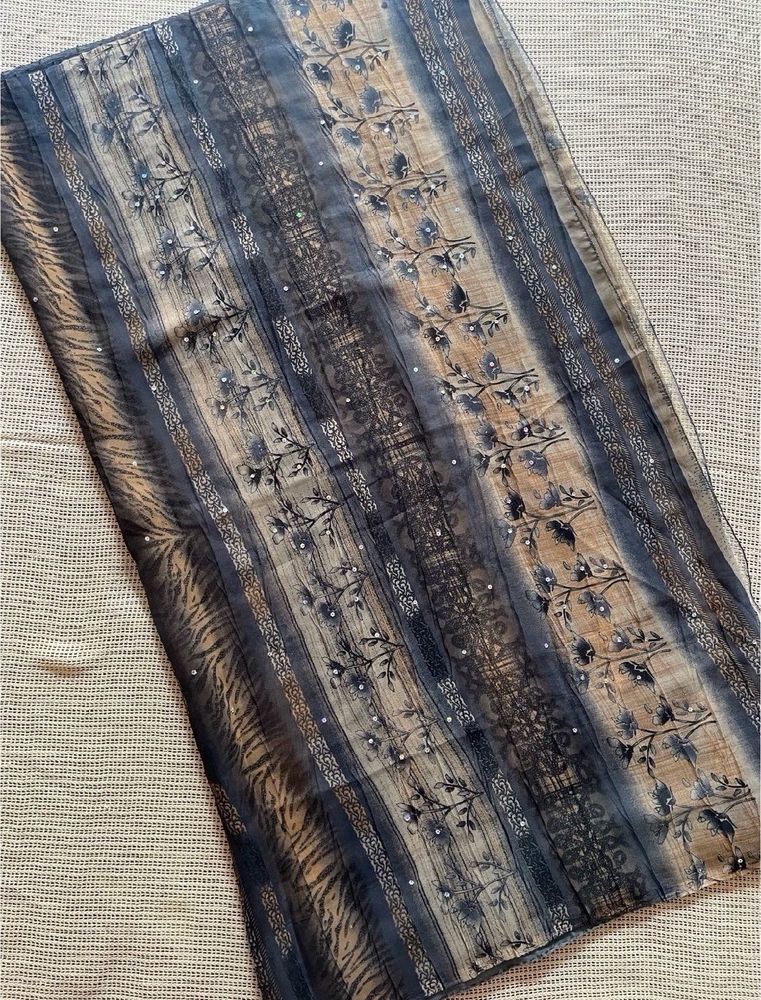 Grey Printed Saree