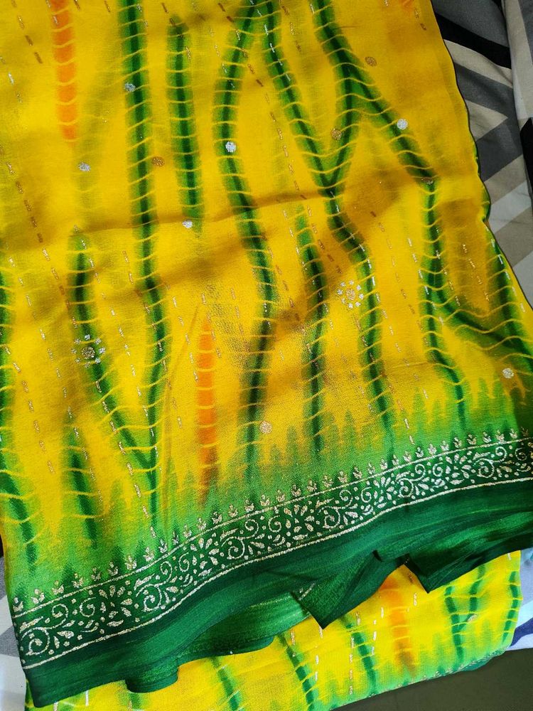 Yellow &amp; Green Saree