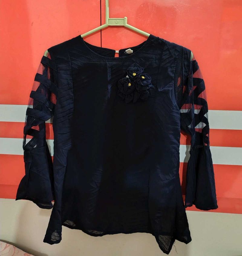 Elegant Navy Blue Party Top