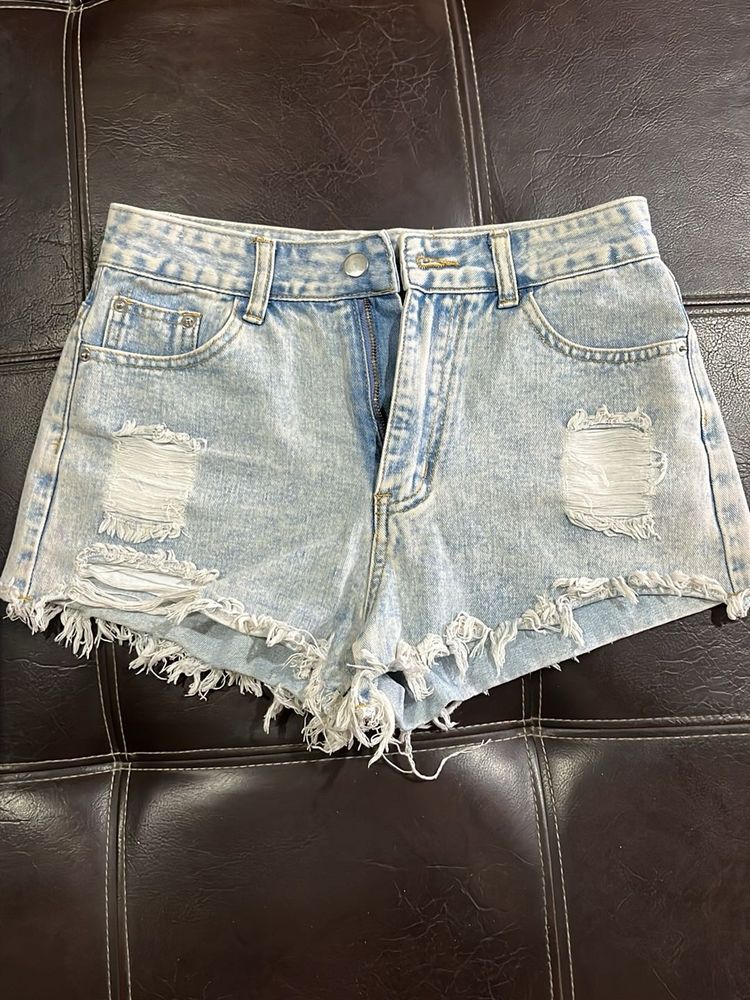 Ripped Denim Shorts