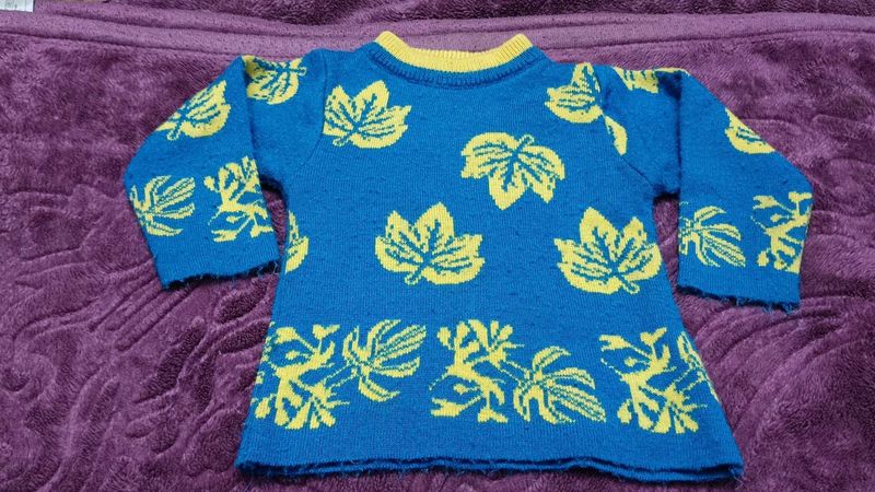 Cute Kids Blue Leaf winter cord set with pochun