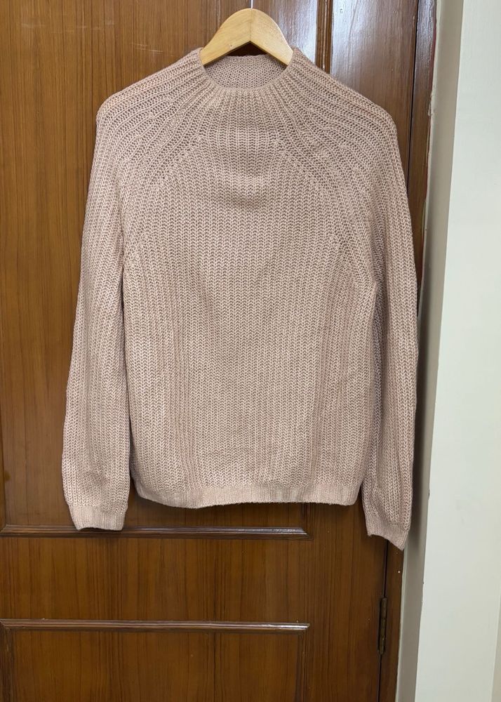 H&amp;M Shiny Peach Cable Knit Sweater
