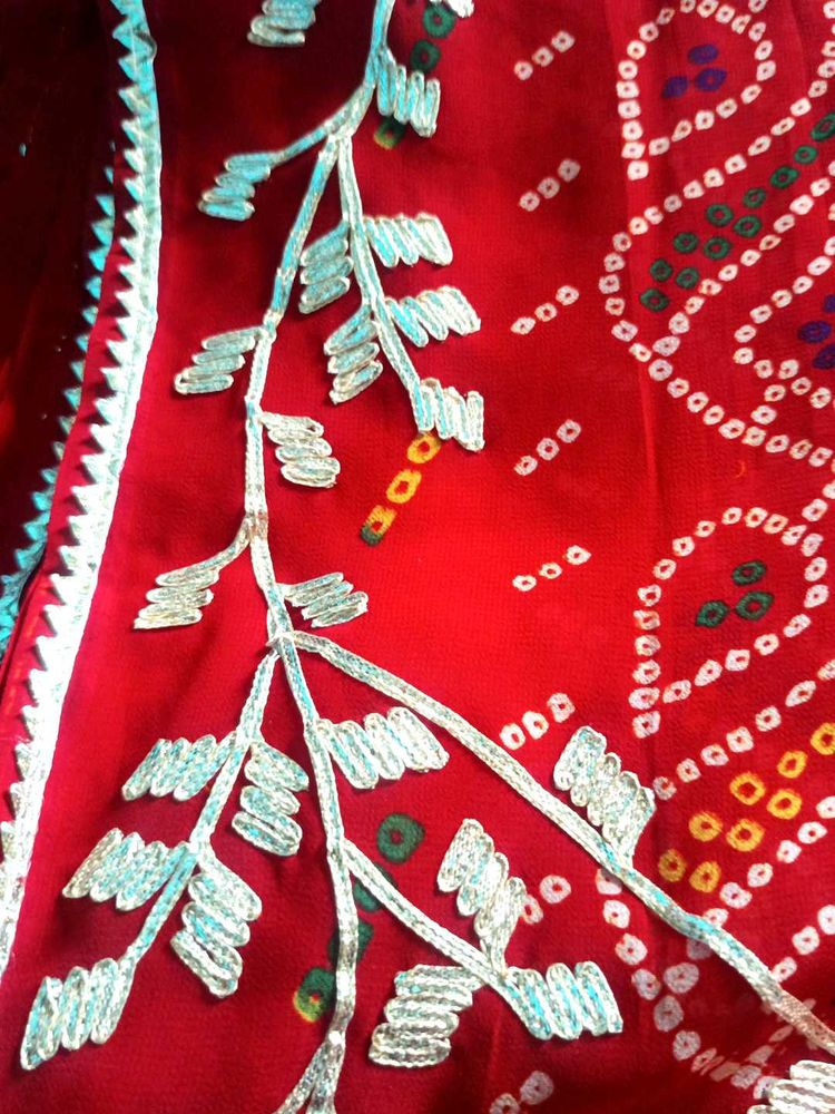 Red Bandhani Sadi Blouse Size 44 Inch
