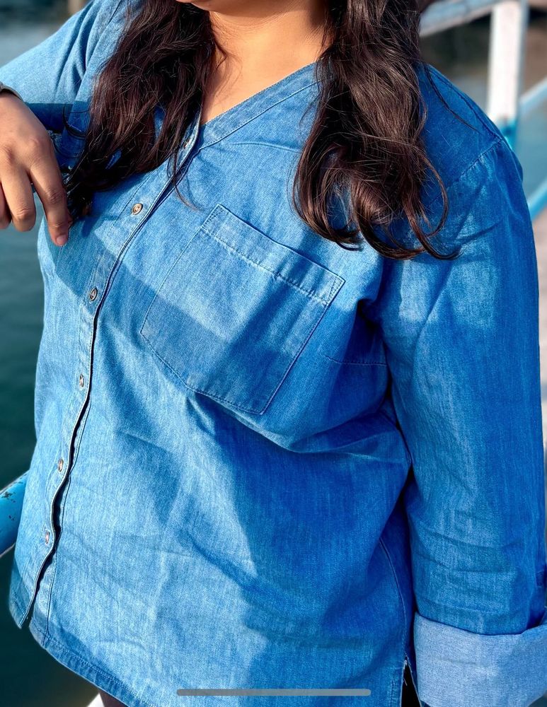 Denim Long Sleeve Top