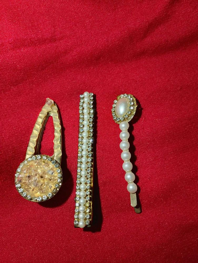 Pearl &amp; Rhinestone Hair Clip Set❤️
