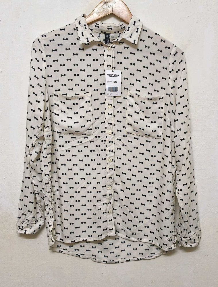 H &amp;M Bow Print Shirt