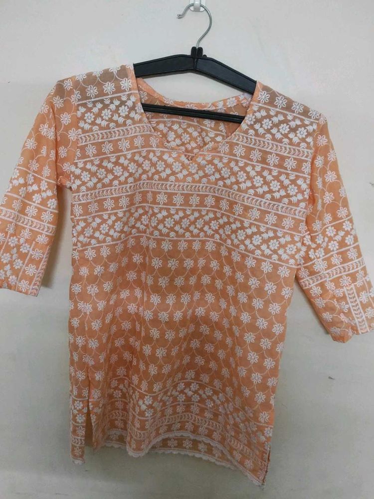 Peach Embroidered Tunic