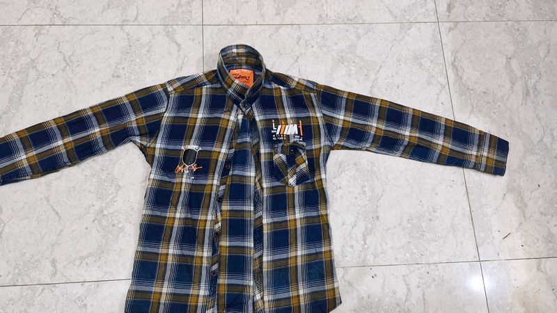 Boys Blue Colour Cotton Check Shirt .