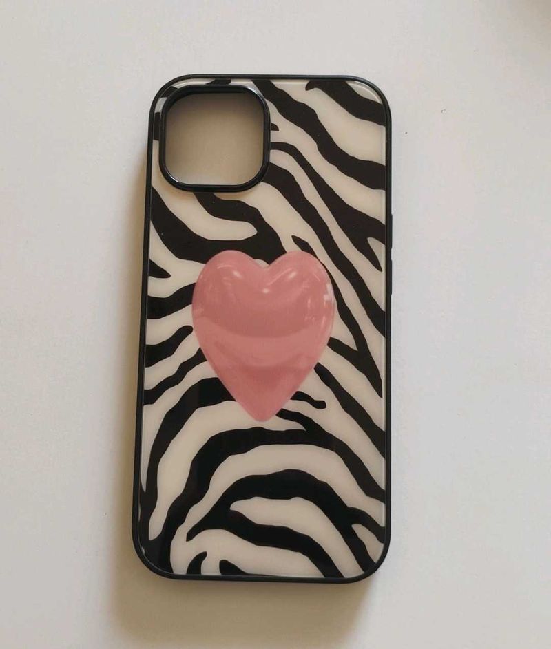 iphone 15 Zebra Heart Phone Case
