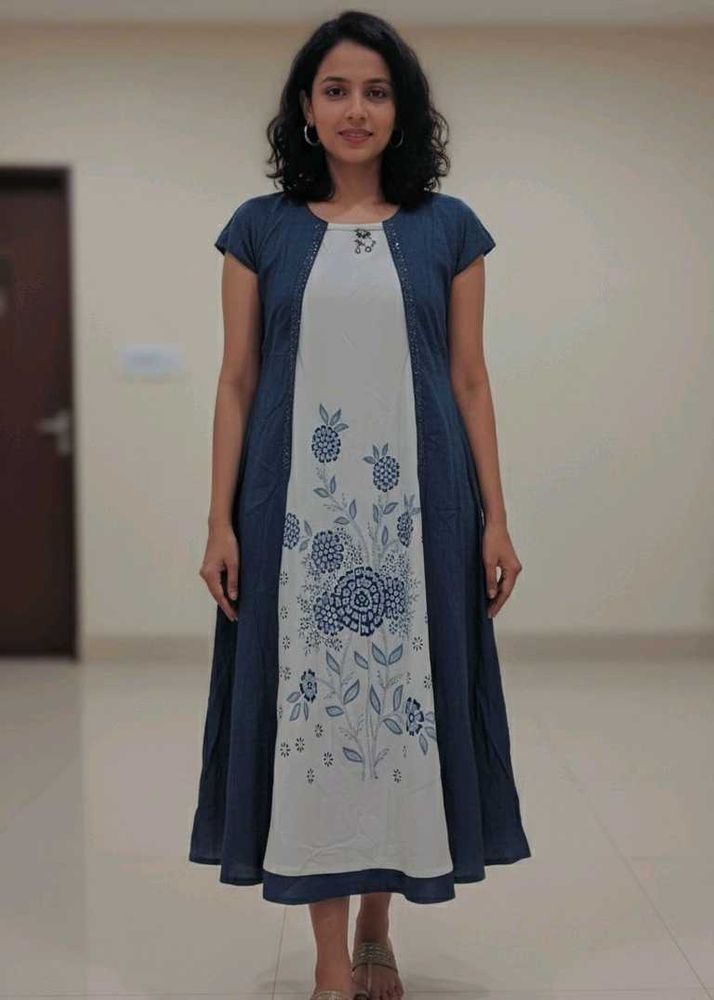 Stylish Blue &amp; White Dress