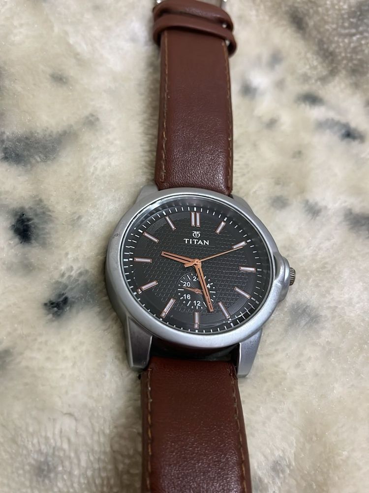 Titan Brown Leather Watch