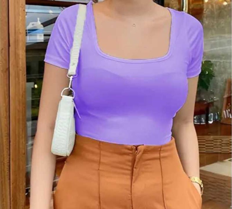 Deep Neck Ribbed Crop Top