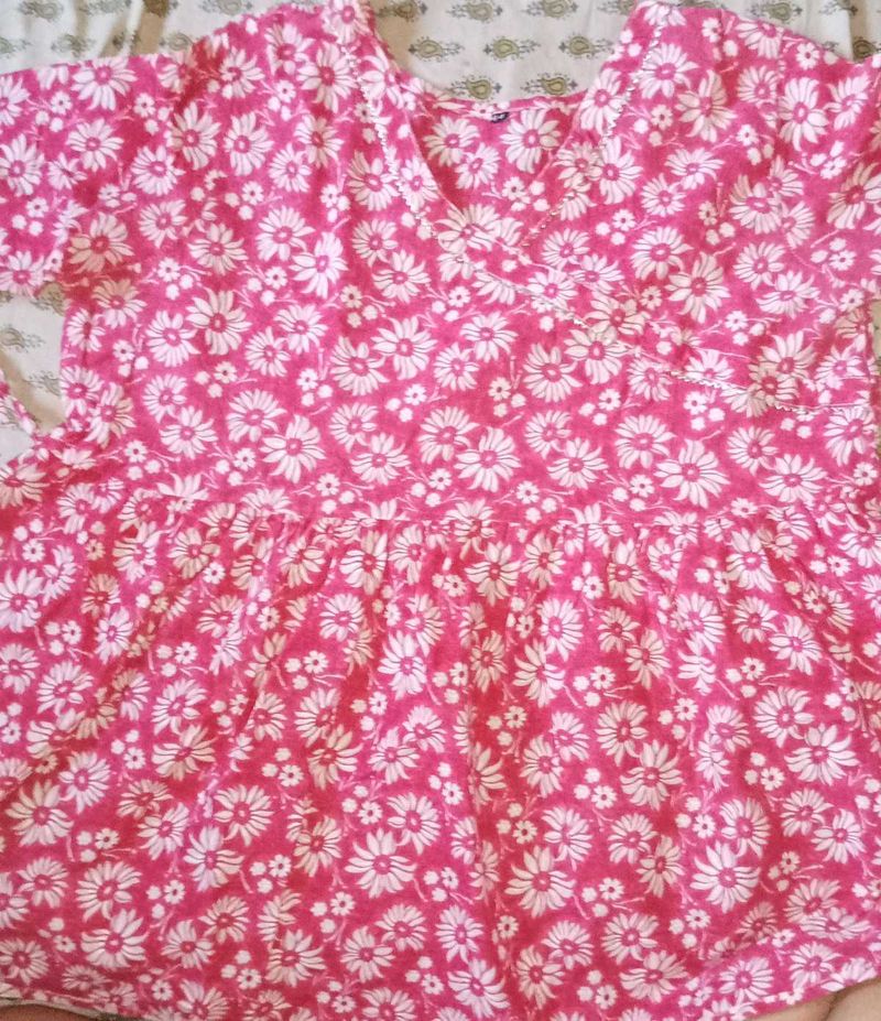 Pink Floral Print Top