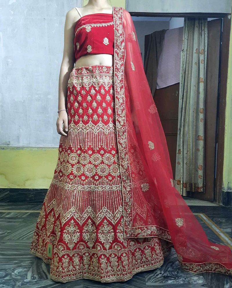 Red Embroidered Lehenga Choli Set