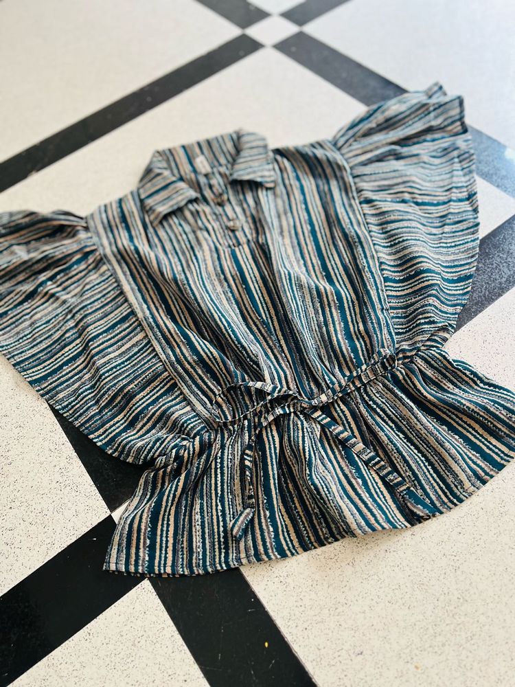 Striped Button-Down Top