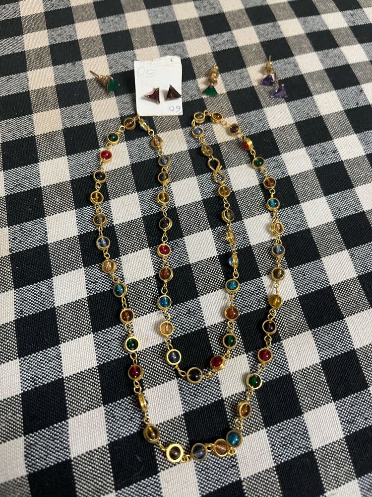 beautiful multi colour chain with 3 ear tops