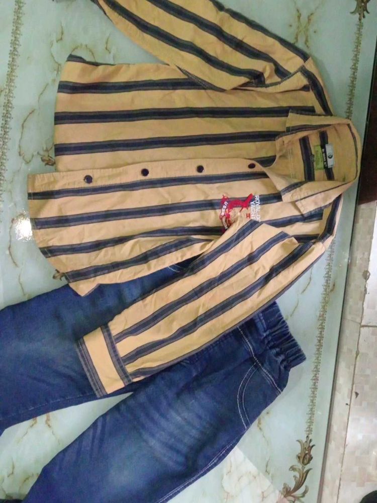 Striped Shirt and Jeans Combo💫 For Boys 💛