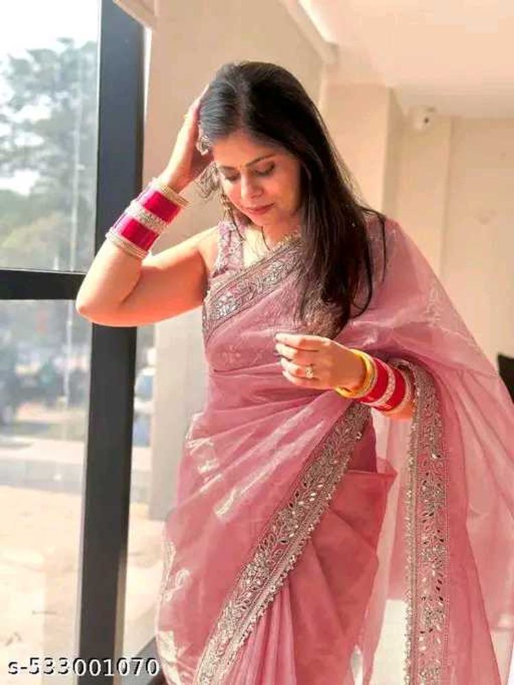 New Partywear Saree Attached With Blouse