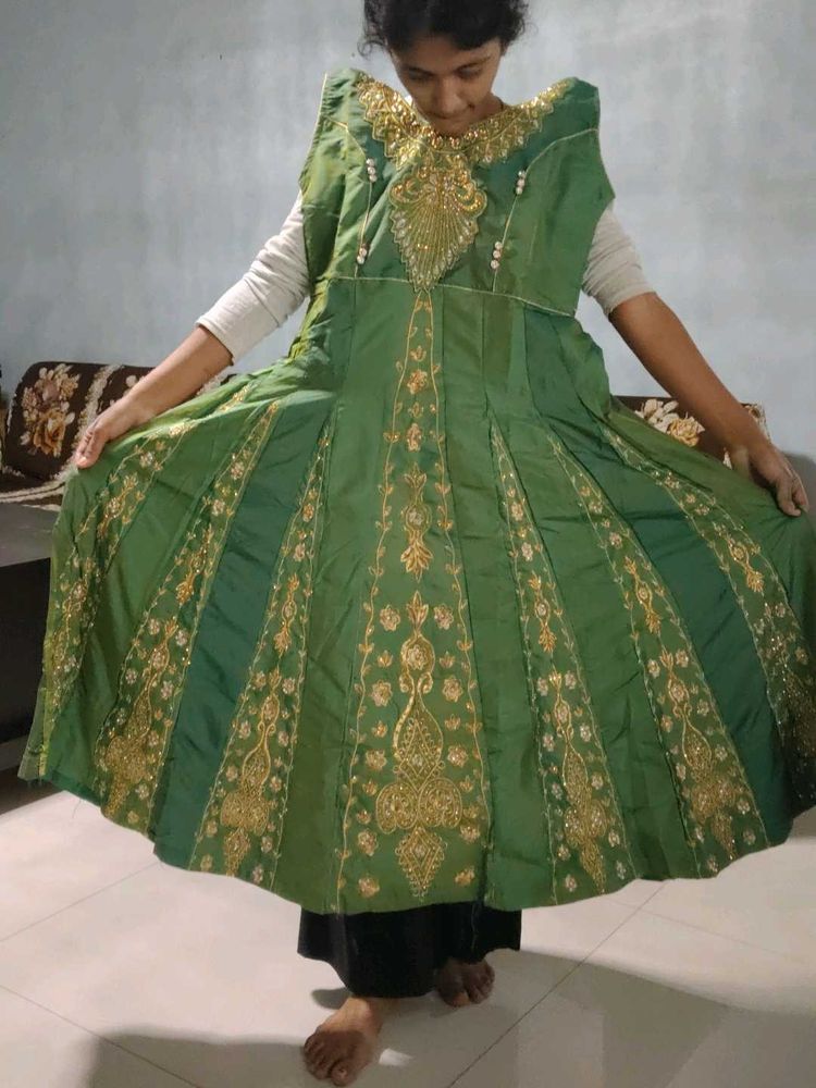 3 colour available Green &amp; Gold Embroidered Anarka