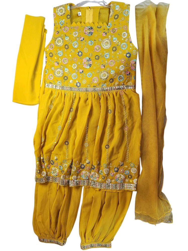 Mustard Embroidered afgani Salwar suit