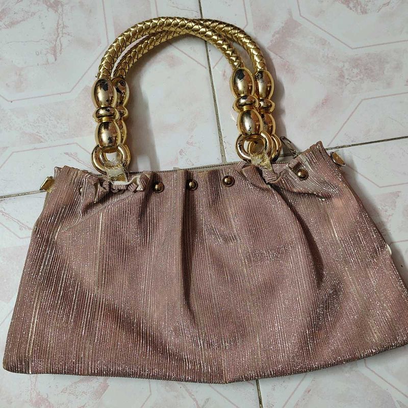 Elegant Handbag with Golden Handles