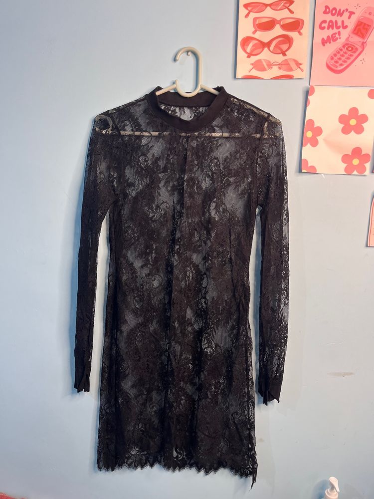Sheer Floral Net Dress