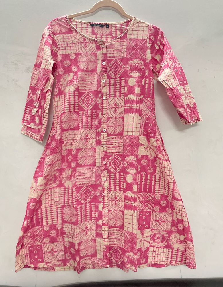 Geometric Print Front Slit Kurta