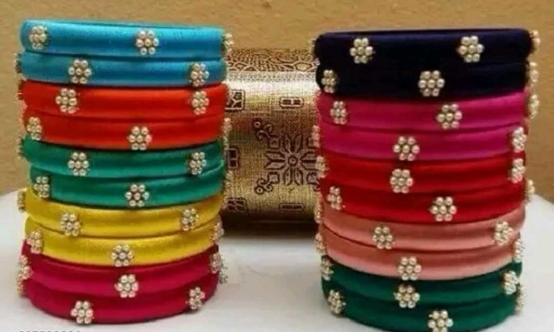 Colorful Silk Thread Bangles Set pack of 10 pairs