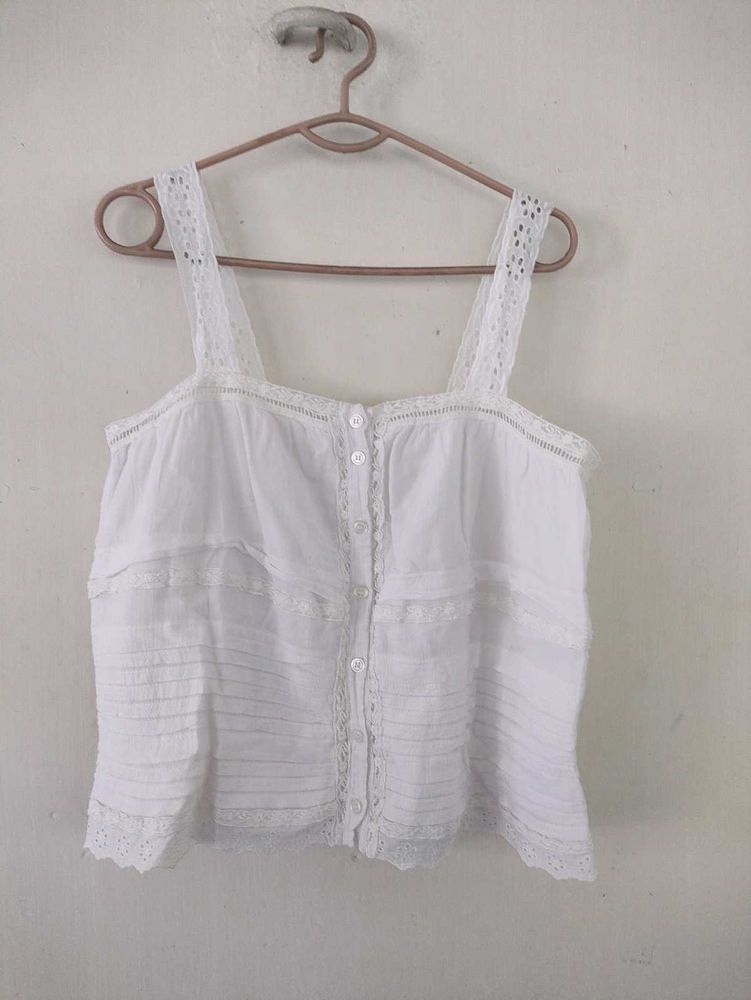 Lace Lined White Soft Fairycore Top