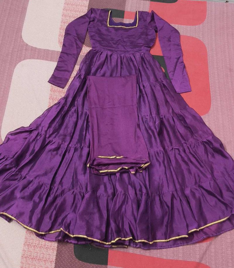 Elegant Purple Kurta Set self stitch