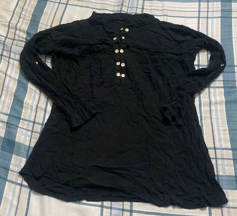 Black Button-Down Top