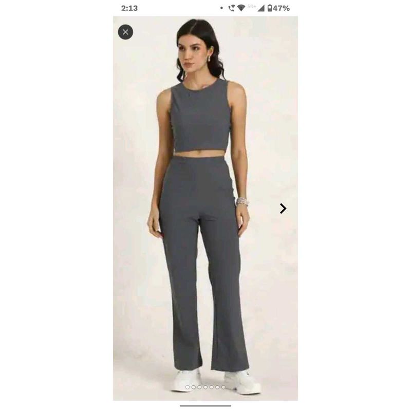 Gray Sleeveless Co-ord Set