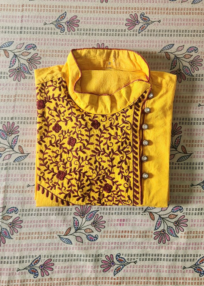 MANYAVAR Men Solid Cotton Blend Straight Kurta