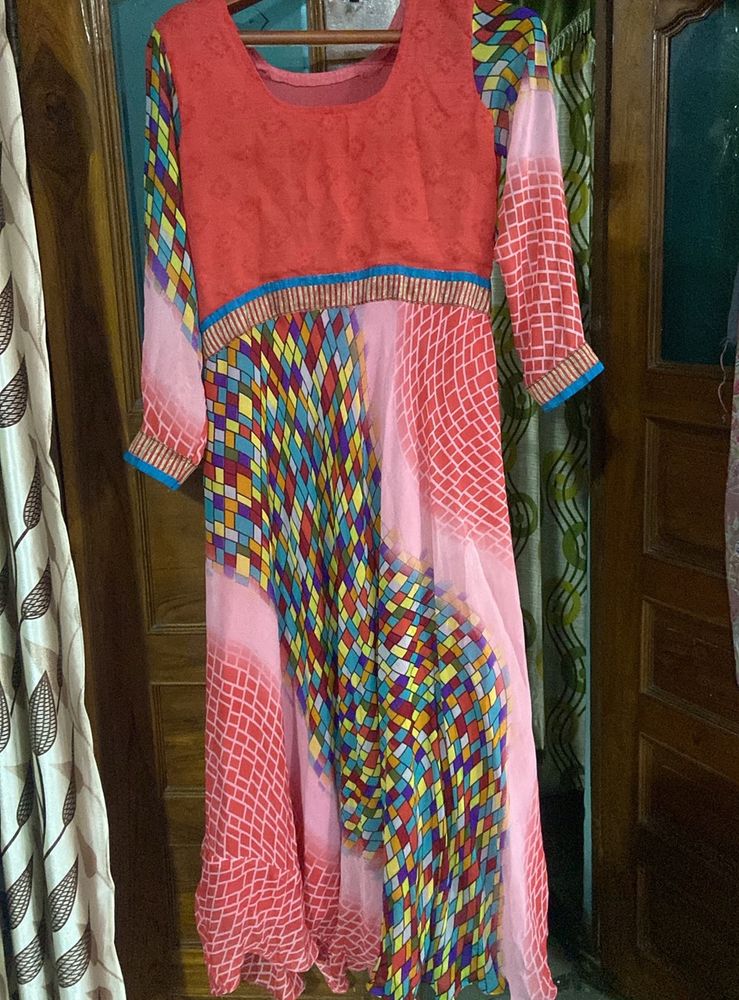 chiffon anarkali flowy gown