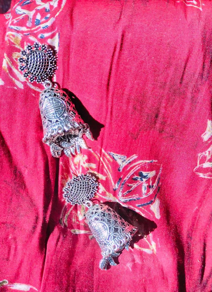 Oxidized light weight Jhumka Earrings