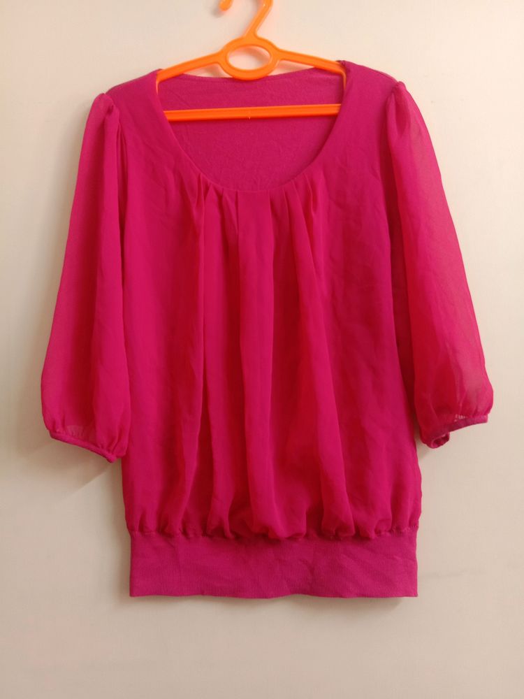 Rose Pink Color Regular Wear Top