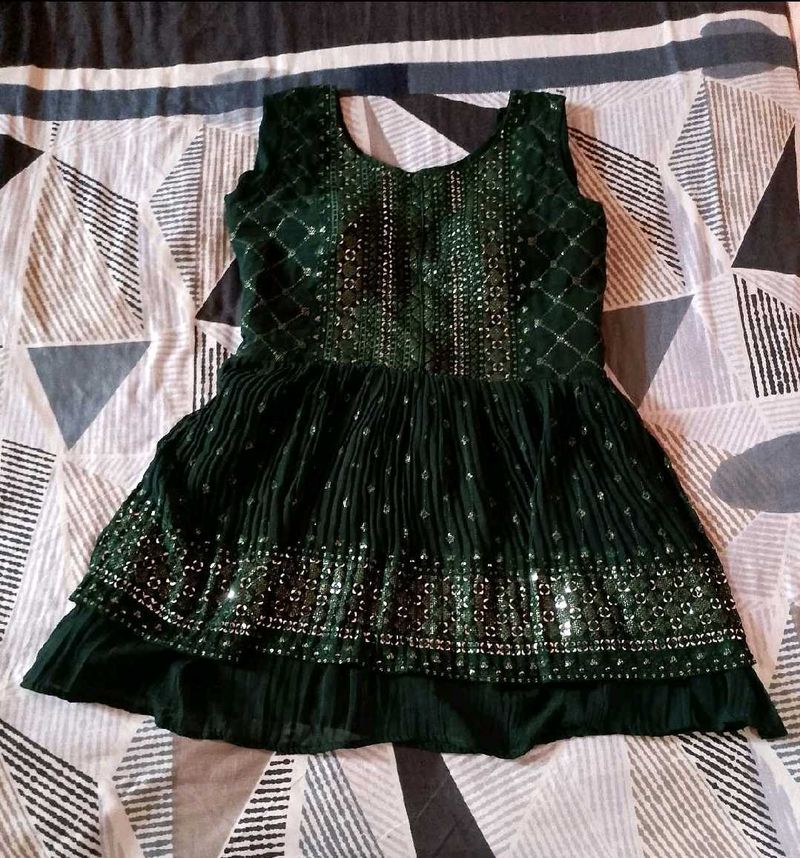Green Embellished Peplum Top