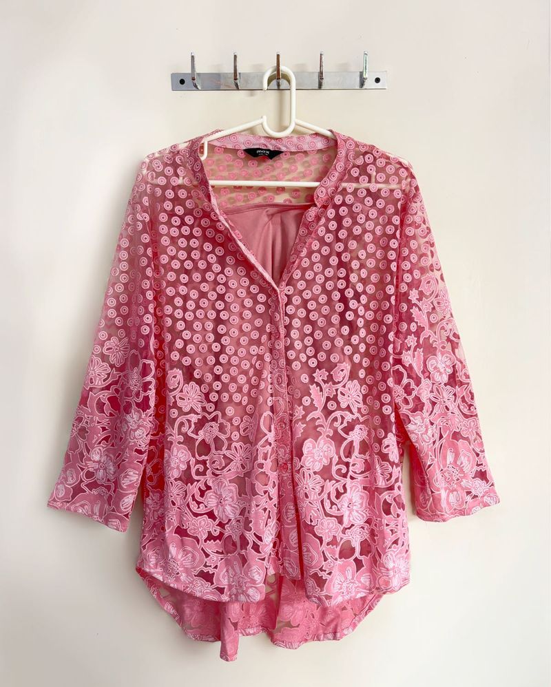 Max Sheer Embroidered Overlay Shirt | Size XXL