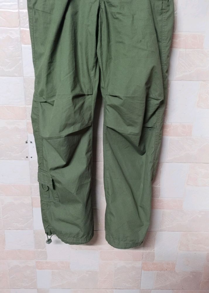 Dark Olive Green Parachute Pants