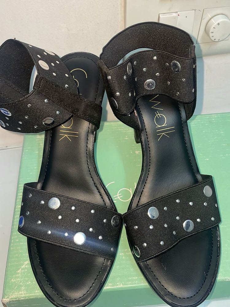 Catwalk Black Studded Sandals