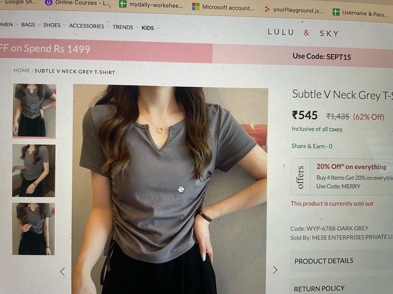 Lulu &amp; Sky Grey V-Neck Tee