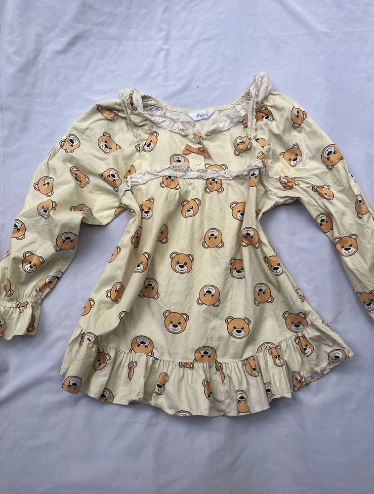 Cute Bear Print Long Sleeve Top