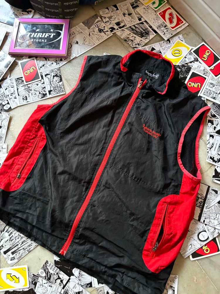 Vintage Black &amp; Red Sleeveless Vest