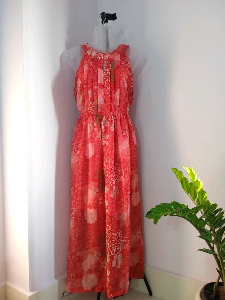 Backless Floral Maxi Dress